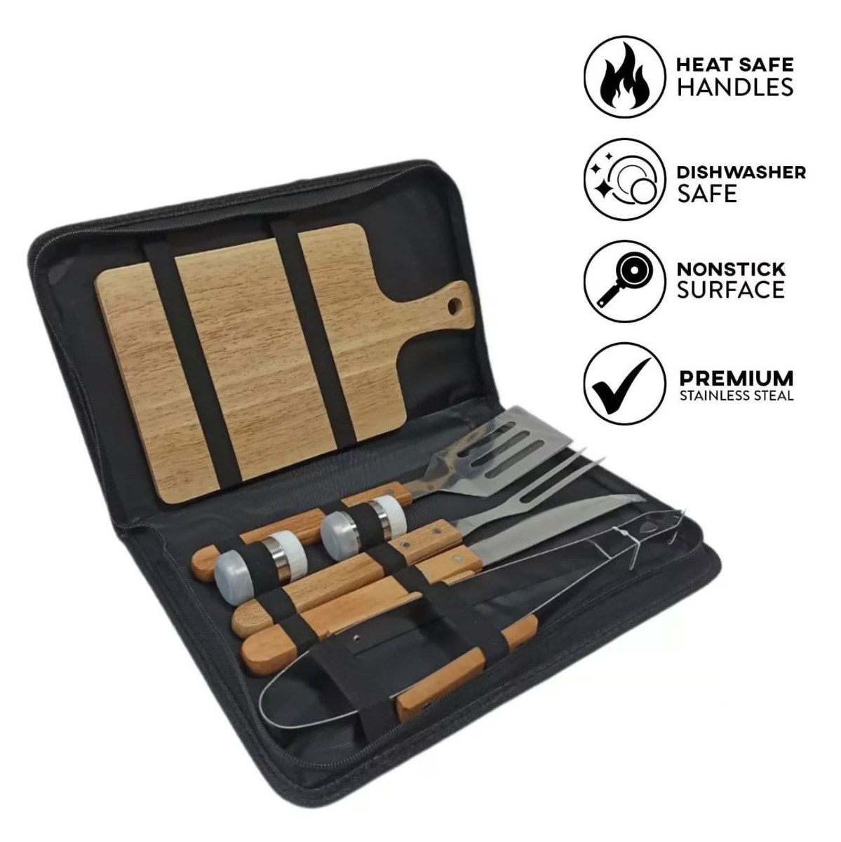 Kit x7 Para Parrillada Asado BBQ estuche